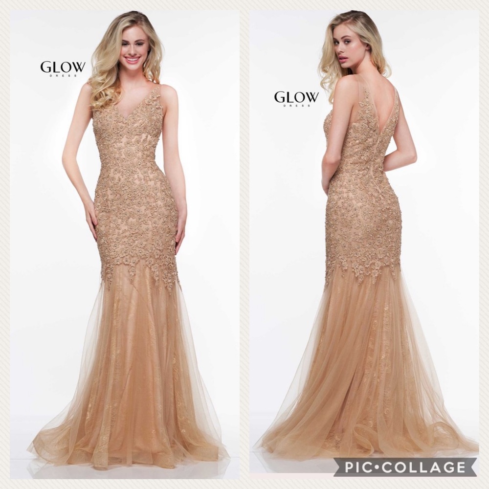 Mermaid lace V-Neck sleeveless long gown by Glow